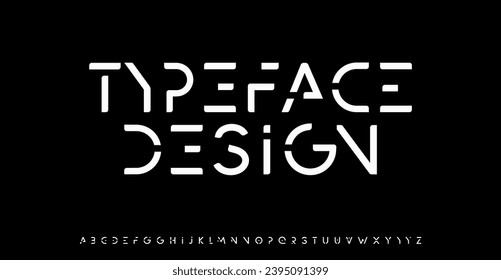 Innovate minimal font for futuristic headline, logo and monogram. Cropped letters for technology product design, innovative tech typographic, space and robot aesthetic design. Vector typeface design