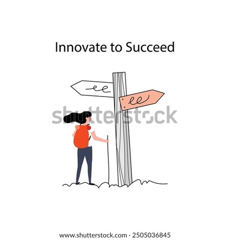 Innovate to Succeed illustration with editable stroke.