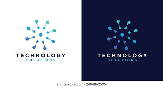 Innovate Technology Startup logo. with Abstract Dot, Molecule and Network Internet System Design Template.