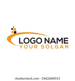 Innovate technology startup logo concept, round emblem, solution symbol, isolated vector logotype on white background