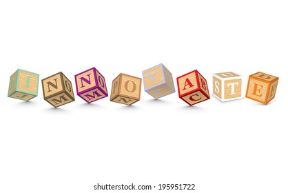 INNOVATE written with alphabet blocks - vector illustration