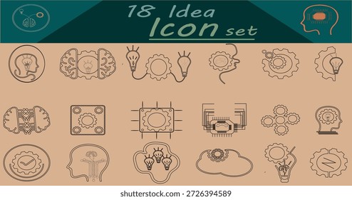 Innovation 18 Symbolsatz bearbeitbare Kontur Kontur Symbolsatz. Glühbirne und Inspirations-Ikone.  Innovationssymbol Vektorgrafik