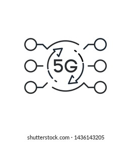 Innovation. 5G technology. Linear vector icon for web design. White background.