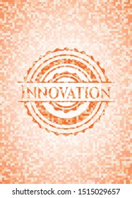 Innovation abstract orange mosaic emblem with background