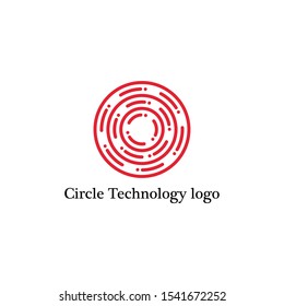 Innovation abstract unusual isolated vector round logo template from circles on white background. Red color shape, connection technology concept.