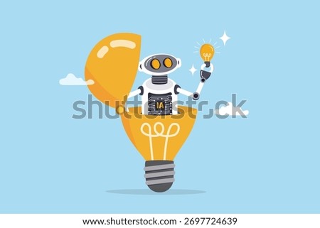 Innovation or AI technology fore creative thinking idea, cognitive learning Artificial Intelligence brain, automation development, robot with AI chip open lightbulb discover new innovative idea.