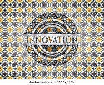 Innovation arabic style emblem. Arabesque decoration.