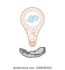 Innovation artificial intelligence. Hands holding light bulb for Concept new idea concept with innovation and inspiration, innovative technology in science and communication concept.