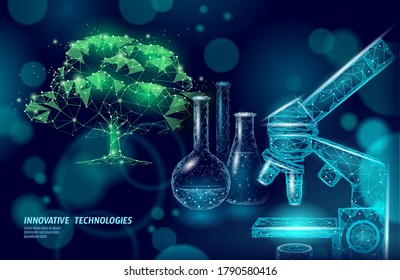 Innovation biological eco education school. E-learning distance concept. Graduate certificate program concept. Low poly 3D internet education vector illustration