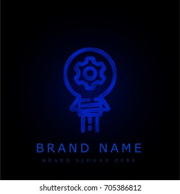 Innovation blue chromium metallic logo
