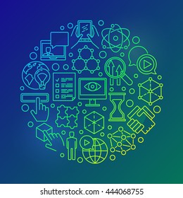 Innovation bright illustration. Vector creative round thin line symbol. Linear colorful innovation technology concept design