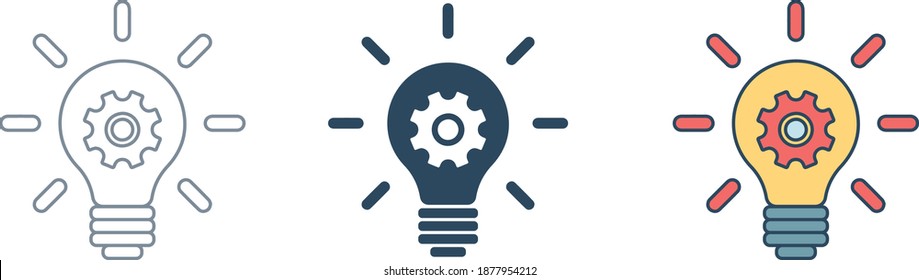 Icono de bombilla y engranaje de innovación Ilustración vectorial I 