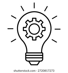 Icono del bulbo de la innovación, idea técnica, símbolo de la ingeniería