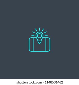 Innovation business concept blue line icon. Simple thin element on dark background. Innovation business concept outline symbol design from Entrepreneurship set. Can be used for web and mobile UI/UX