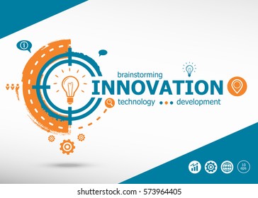 Innovation business concept on target icon background. Flat illustration. Infographic business for graphic or web design layout  