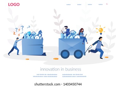 Innovation in business, One businessman using innovative technologies and winning and another lose the race, winning strategy, career rise to success, Business management, big competition, vector 