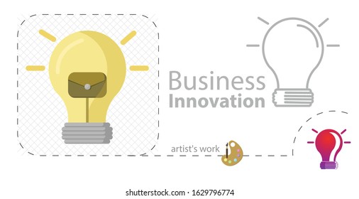 innovation business vector flat illustration, solid, line icon