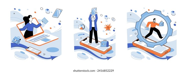 Innovation business vector illustration. Business success, result intelligence and innovative thinking Innovation, architect well-crafted business strategy Creative progress, rhythm echoing through