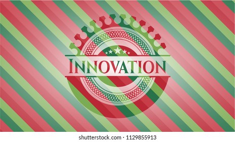 Innovation christmas colors style badge.
