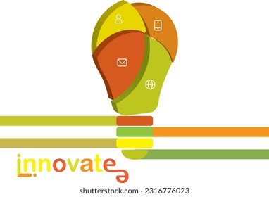 Innovation concept; 3d themed multi color illustration