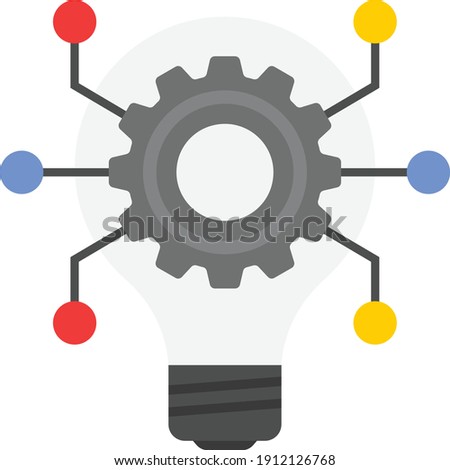 innovation concept, Bulb inside cogwheel vector color icon design, Business management stock illustration