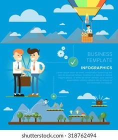 Innovation concept of business plan. Creative idea with business success flat vector illustration