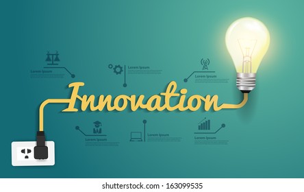 Innovation concept, Creative light bulb idea abstract infographic workflow layout, diagram, step up options, Vector illustration modern design template