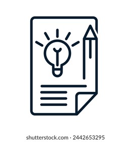 Innovation concept, creative writing. Vector linear icon isolated on white background.
