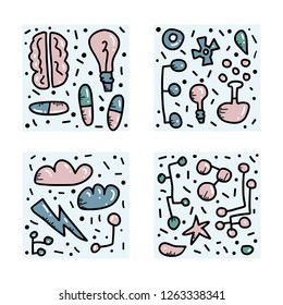 Innovation concept in doodle style. Vector symbols illustration.