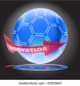 Innovation concept  with glossy globe and reflection