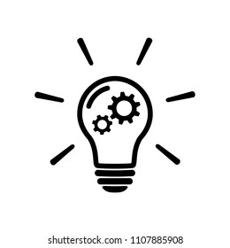 innovation concept icon in flat style. Light bulb with gear mechanism line sign -Bulb with gear icon. Simple process sign. Idea symbol. Implementation icon. Vector illustration for graphic design, Web
