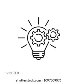 innovation concept icon, light bulb with gear mechanism line sign - vector illustration eps10