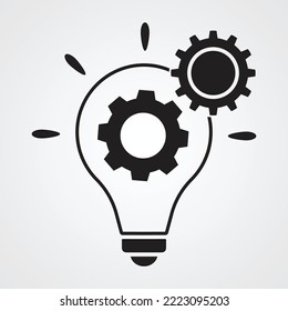 icono del concepto de innovación, bombilla con mecanismo de engranaje