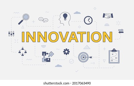 innovation concept with icon set with big word or text on center