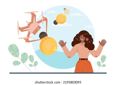 Innovation concept. Idea of creative business, community or invention solution. New idea making life easier and more efficient. Modern technology development. Flat vector illustration