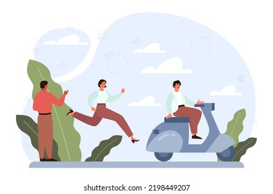 Concepto de innovación. Idea de negocios creativos, comunidad o solución de invención. Nueva idea que hace la vida más fácil y eficiente. Desarrollo tecnológico moderno. Ilustración vectorial plana
