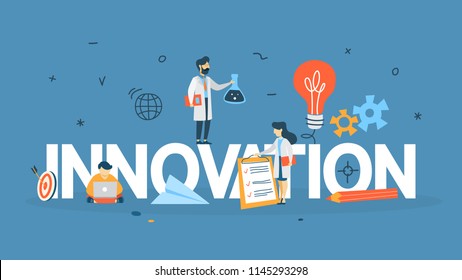 Innovation concept. Idea of innovative technology. Creative mind. Light bulb as a metaphor of idea. Isolated line vector illustration