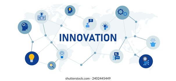 Innovation concept innovate banner header connected icon set symbol illustration