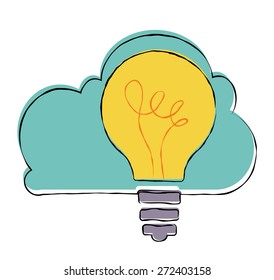 Innovation concept. Light bulb with cloud.