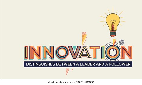 Innovation concept in modern typography. Innovation quote for your wall graphics, typographic poster, advertisement, web design and office space graphics.