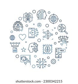 Banner en forma de círculo del concepto de innovación - vector red neuronal e ilustración de IA