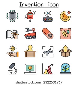 Conjunto de iconos de línea de color de concepto de concepto de innovación y creatividad