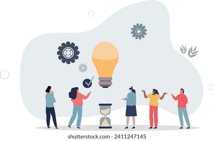 Innovation and creative mechanical solution as business. New startup idea with modern technology development.flat vector illustration.