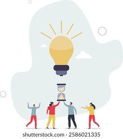 Innovation and creative mechanical solution as business.New startup idea with modern technology development .flat character life .