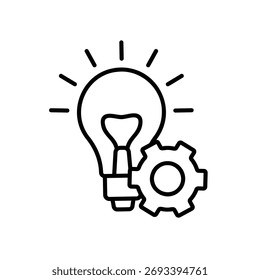 Innovation or creativity icon with light bulb and gears