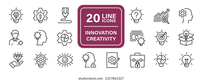 Innovation, creativity line icons. For website marketing design, logo, app, template, ui, etc. Vector illustration.