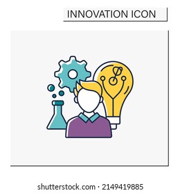 Innovation culture color icon.Work environment created by leaders. Nurturing unorthodox thinking.Innovation concept. Isolated vector illustration