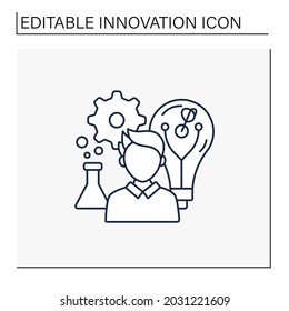 Innovation culture line icon.Work environment created by leaders. Nurturing unorthodox thinking.Innovation concept. Isolated vector illustration. Editable stroke