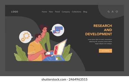 Innovation cycle. Generation of a creative idea or business solution. Start up or new project development. Research and development. Flat vector illustration