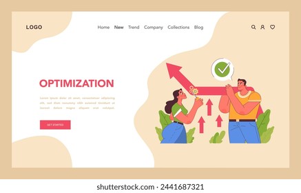 Innovation cycle web or landing. Generation of a creative idea or business solution. Start up or new project development. Optimization. Flat vector illustration